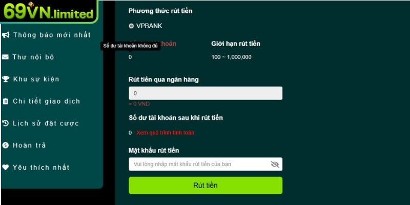 Chuyển khoản và nhập thông tin cụ thể