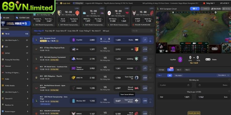 Sảnh UG - Tham Gia Cá Cược Thể Thao Chuyên Nghiệp Tại 69VN 2 Tham gia cá cược Esports